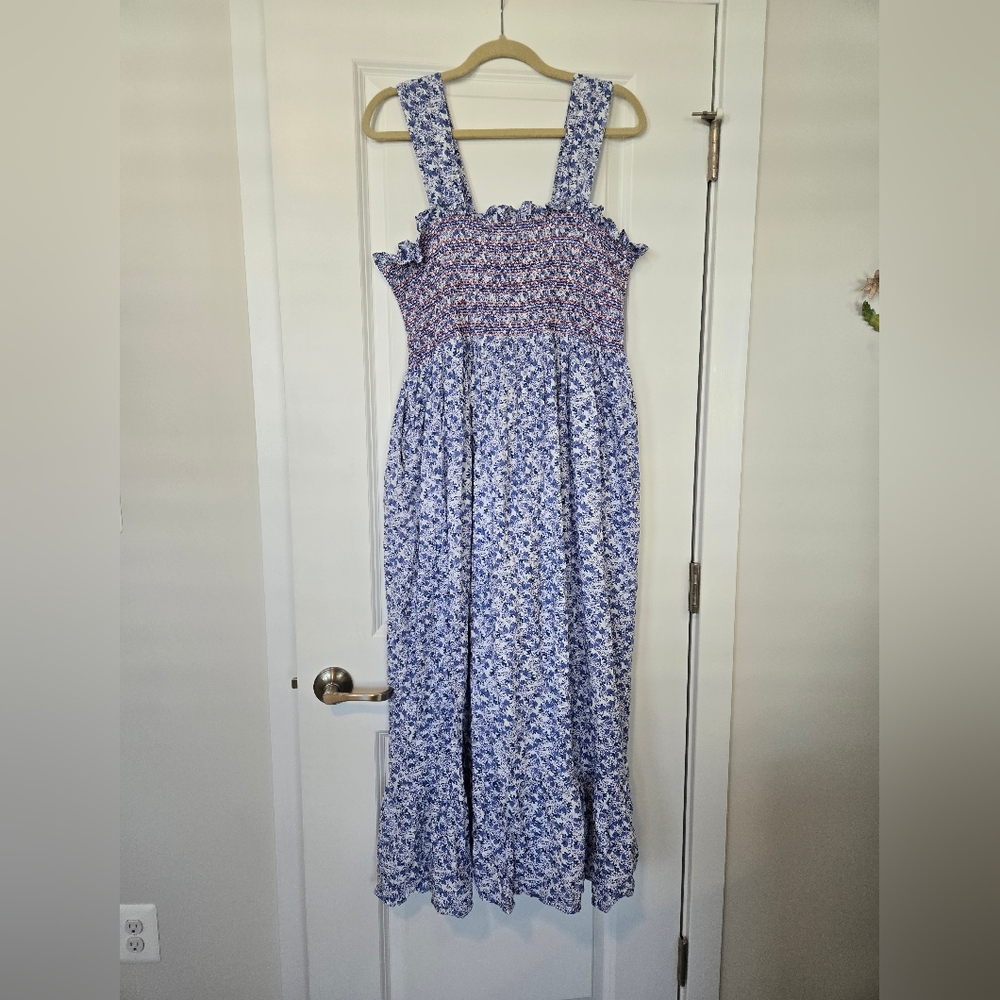 Mille Garden Dress Red, Blue, and White Sleeveless Maxi Dress with Square Neck